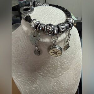 Silver and Black Fantasy Bracelet with Charm
